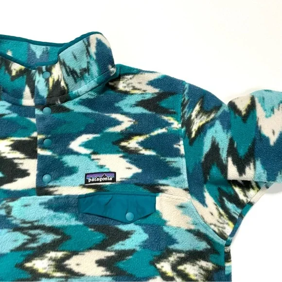 Patagonia Vintage Small Synchilla Trout Tales Elwha Blue Snap-T Fleece - Picture 10 of 15
